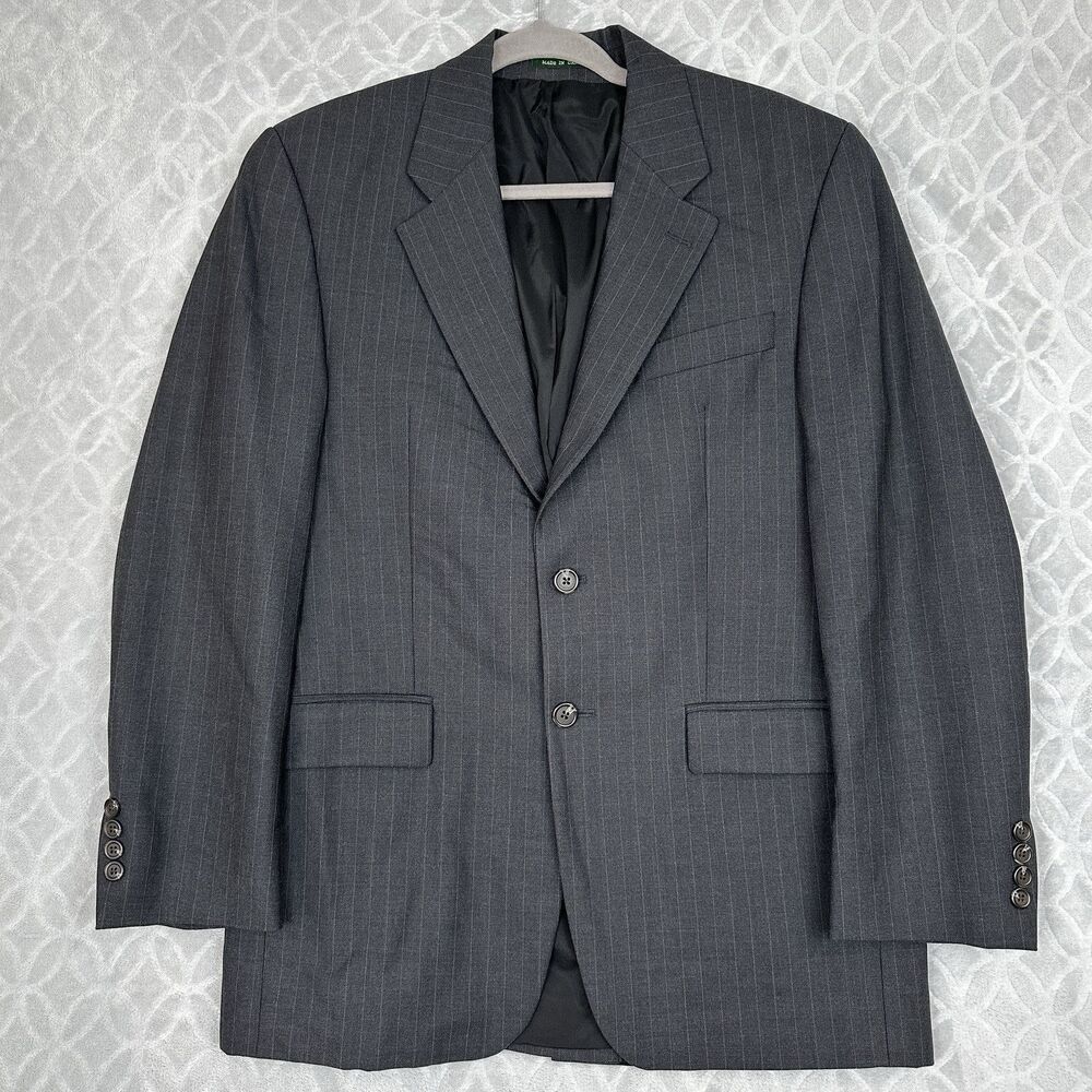 Ralph Lauren Blazer Mens 38R Gray Wool Pinstripe Suit Jacket Sport Coat Classic